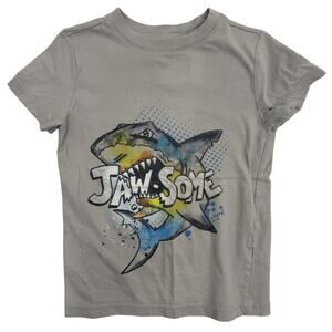Cat & Jack Gray Jaw-Some Shark Graphic T Shirt Size XS 4/5